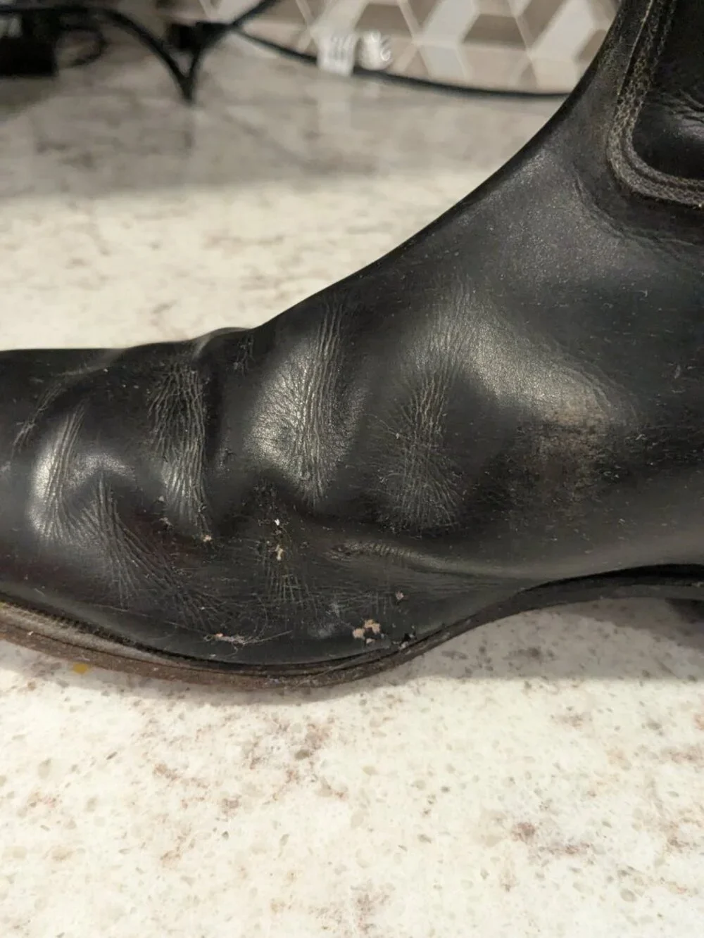 Vintage English Riding Equestrian Tall Boots 7.5 Black Leather